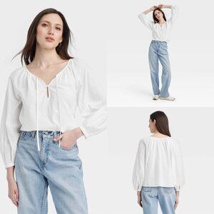 XL - Womens Long Sleeve Blouse - Universal Thread - White